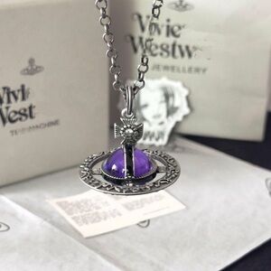 Vivienne Westwood Silver and Purple Orb Necklace
